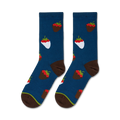 Close-up studio shot of two Chocolate Strawberries socks, showcasing the sock's design and colors.
