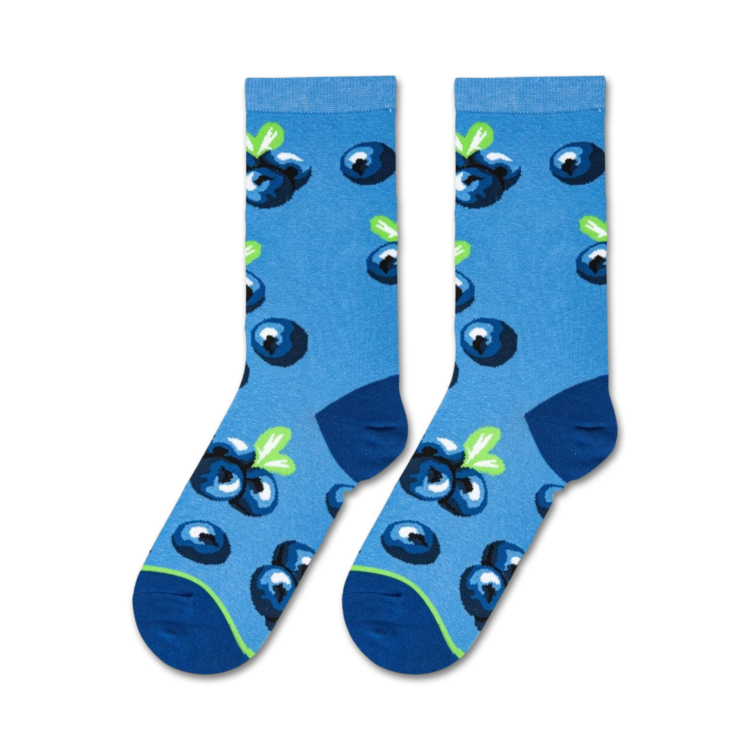 Flatlay image showing two pairs of blueberry socks.