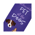 Close-up detail shot of the sock's design, highlighting the adorable dog faces and text.