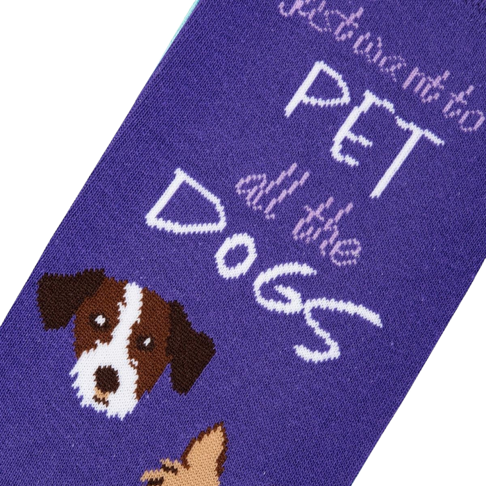 A purple sock with the words 