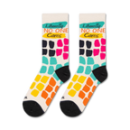 Flatlay product shot of two 'Literally No One Cares' socks.