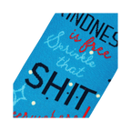 Close-up detail shot of the 'Kindness Is Free' sock design, highlighting the text and star pattern.