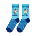 Flat lay photo showing two Dog Therapist socks.