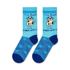 Flat lay photo showing two Dog Therapist socks.