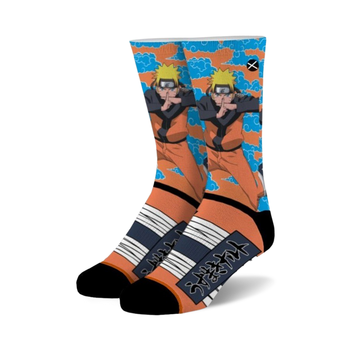 naruto hand seal anime socks featuring naruto in rasengan stance   }}