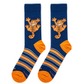 Flatlay showcasing Garfield Climbing socks, highlighting the sock details and colors.