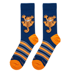 Flatlay showcasing Garfield Climbing socks, highlighting the sock details and colors.