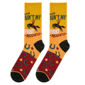 Lifestyle shot of the socks on a person's feet, showcasing how they look when worn.