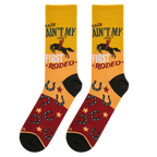 Lifestyle shot of the socks on a person's feet, showcasing how they look when worn.