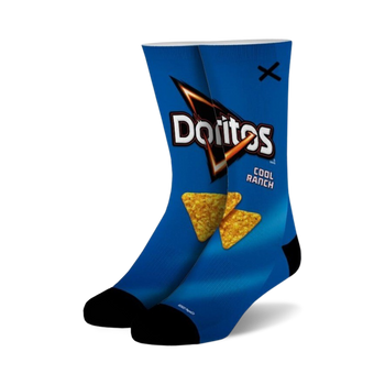 blue ankle-length fun doritos cool ranch patterned casual athletic socks for adults and teenagers.  