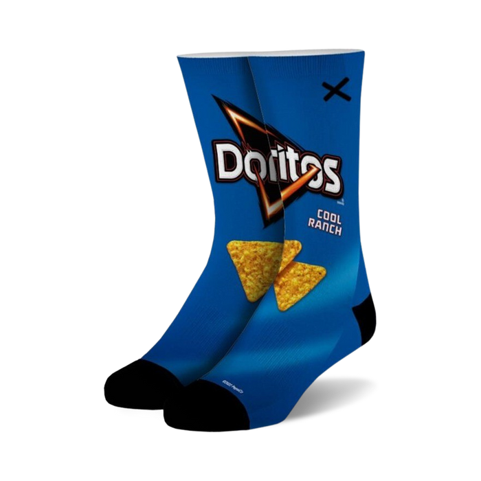 blue ankle-length fun doritos cool ranch patterned casual athletic socks for adults and teenagers.   }}