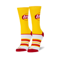 Pair of Lay's-themed yellow crew socks. Features the Lay's logo and retro-style red, orange, and white stripes at the bottom.