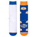 Close-up showcasing the inside and back of the White Castle socks. Shows the inside of the socks and detail of the heel.