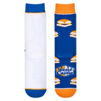 Close-up showcasing the inside and back of the White Castle socks. Shows the inside of the socks and detail of the heel.