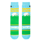 Lifestyle shot of Happy Gilmore socks on a person's feet. Shows off the sock design and fit.