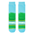 Flat lay showcasing the full Happy Gilmore sock design, highlighting the details of the golf ball, grass, and alligator graphic.