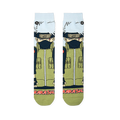 Flat lay front view of two crew socks showing the full Kakashi character design and red text at the bottom.