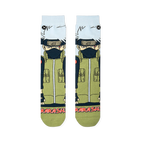 Flat lay front view of two crew socks showing the full Kakashi character design and red text at the bottom.