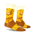 Flat lay product shot showcasing the Lion Safari socks' design.