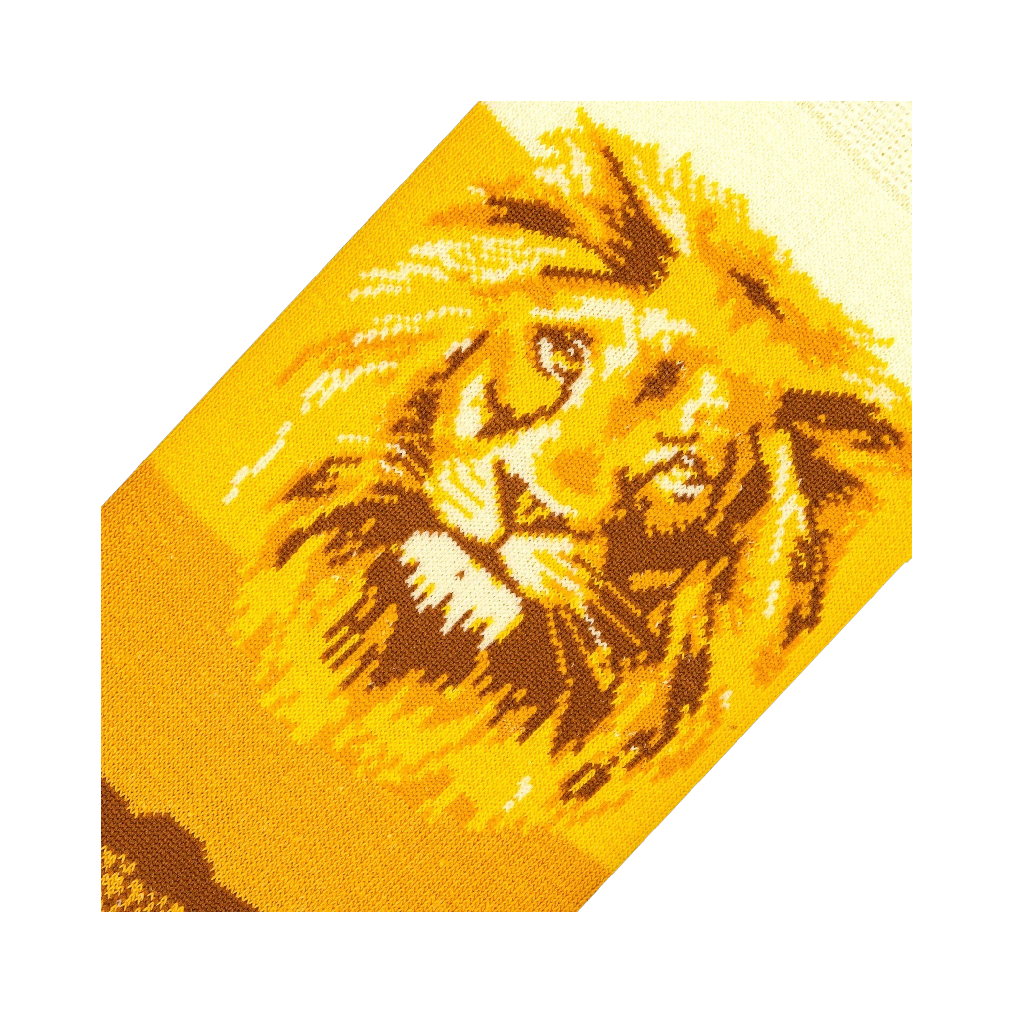 Close-up detail of the lion's face on the Lion Safari socks.