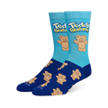 Light blue and navy crew socks featuring the Teddy Grahams logo, a large bear, and a pattern of smaller bears on the foot.