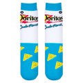 Lifestyle shot showing the Doritos Cool Ranch socks on a person's feet.