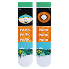Flatlay showcasing the South Park Mash Up socks.  The design details and colors are clearly visible.
