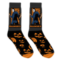 Lifestyle shot of model wearing the Halloween II socks with jeans