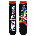 Lifestyle shot showing the Power Rangers socks on a person's feet, highlighting the sock's fit and style.