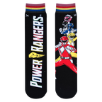 Lifestyle shot showing the Power Rangers socks on a person's feet, highlighting the sock's fit and style.