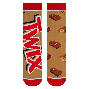 Flatlay showcasing both Twix Split socks, highlighting the design details on each sock.