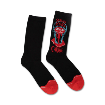 carrie stephen king themed mens & womens unisex black novelty crew socks