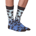 Front view of Palm Socks on a person's legs against a black background.