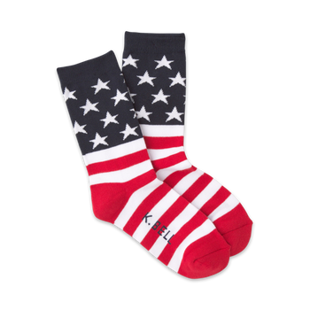 women's american made flag crew socks: show your patriotism with these red, white, and blue stars and stripes crew socks.  
