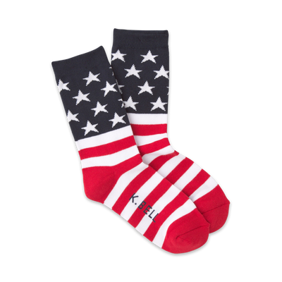 women's american made flag crew socks: show your patriotism with these red, white, and blue stars and stripes crew socks.  