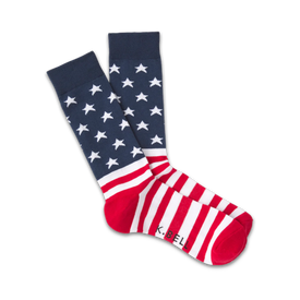 american flag usa themed mens blue novelty crew socks