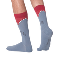 Lifestyle shot showing the Shark socks on a person's legs.