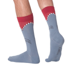 Lifestyle shot showing the Shark socks on a person's legs.
