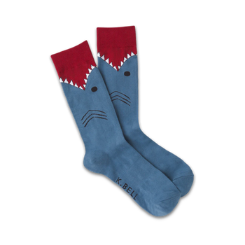 shark shark themed mens blue novelty crew socks
