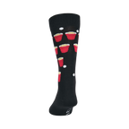 Back view of a black Beer Pong sock showcasing the full design.