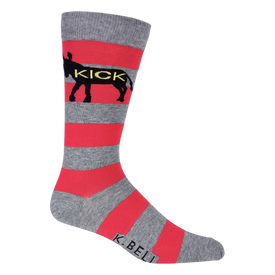 mens crew socks with red stripes and black donkeys (kick ass)  
