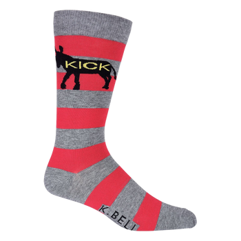mens crew socks with red stripes and black donkeys (kick ass)  
