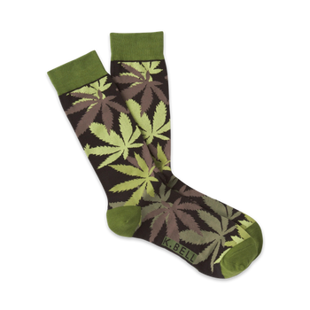 pot luck botanical themed mens green novelty crew socks