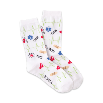 medical supplies medical themed womens white novelty crew socks