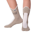 Lifestyle shot showing Shark Wide Mouth socks on a person's legs.
