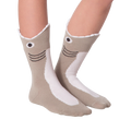 Another lifestyle shot showcasing the socks, similar pose to the previous image.