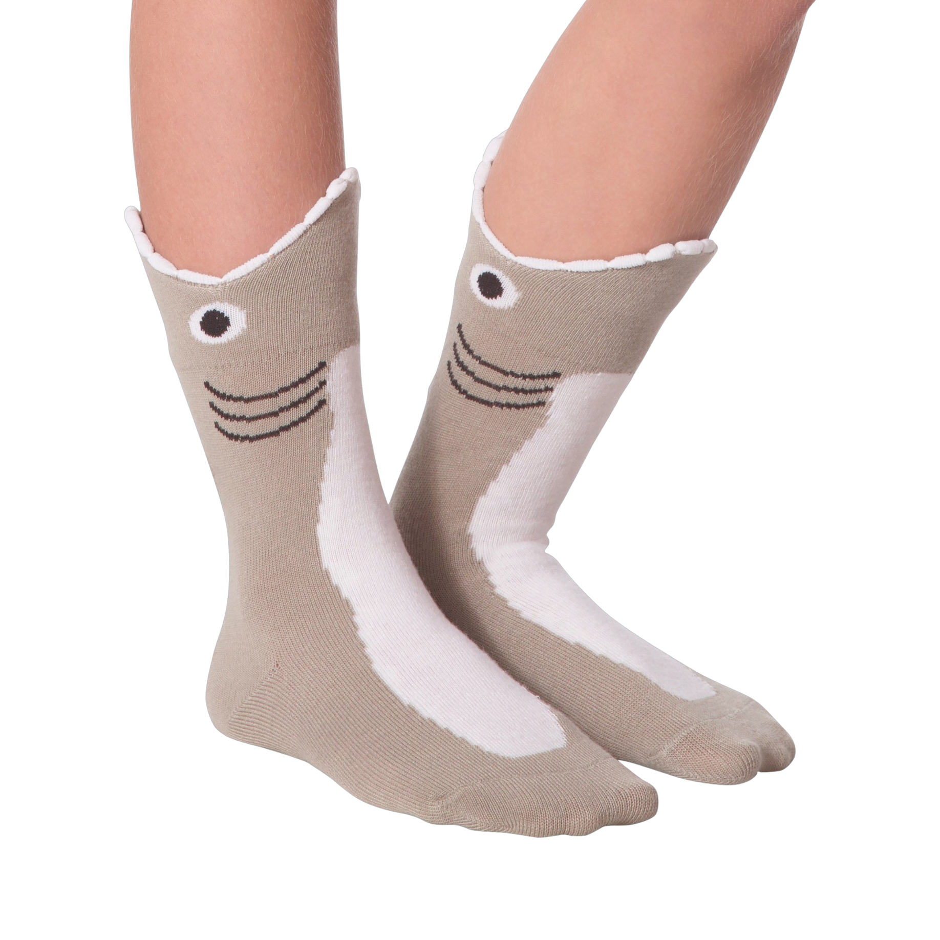 Another lifestyle shot showcasing the socks, similar pose to the previous image.