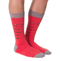 Back view of the 'Talk Nerdy To Me' socks against a black background.