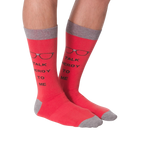 Close-up shot of the 'Talk Nerdy To Me' socks on a white background.