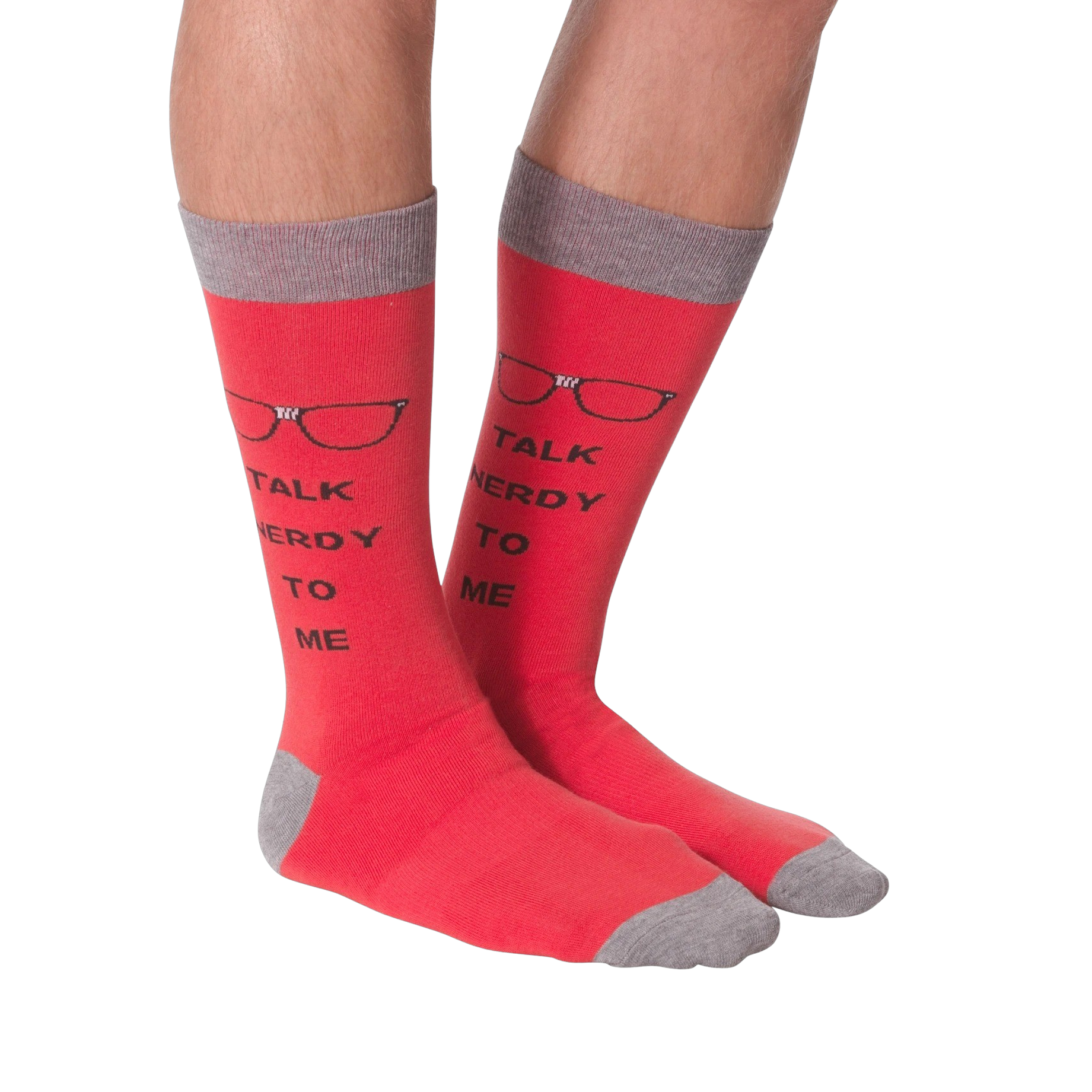 Close-up shot of the 'Talk Nerdy To Me' socks on a white background.